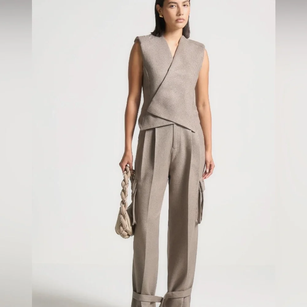 Tailored Wrap Waistcoat - Beige - Picture 2 of 6